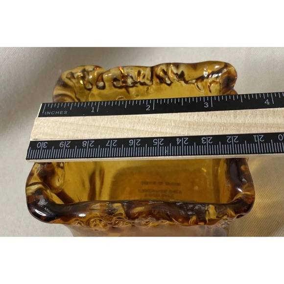 Amber Art Glass Square Cube Votive Candle Holder Spain MCM Retro Style 3” - Picture 8 of 8
